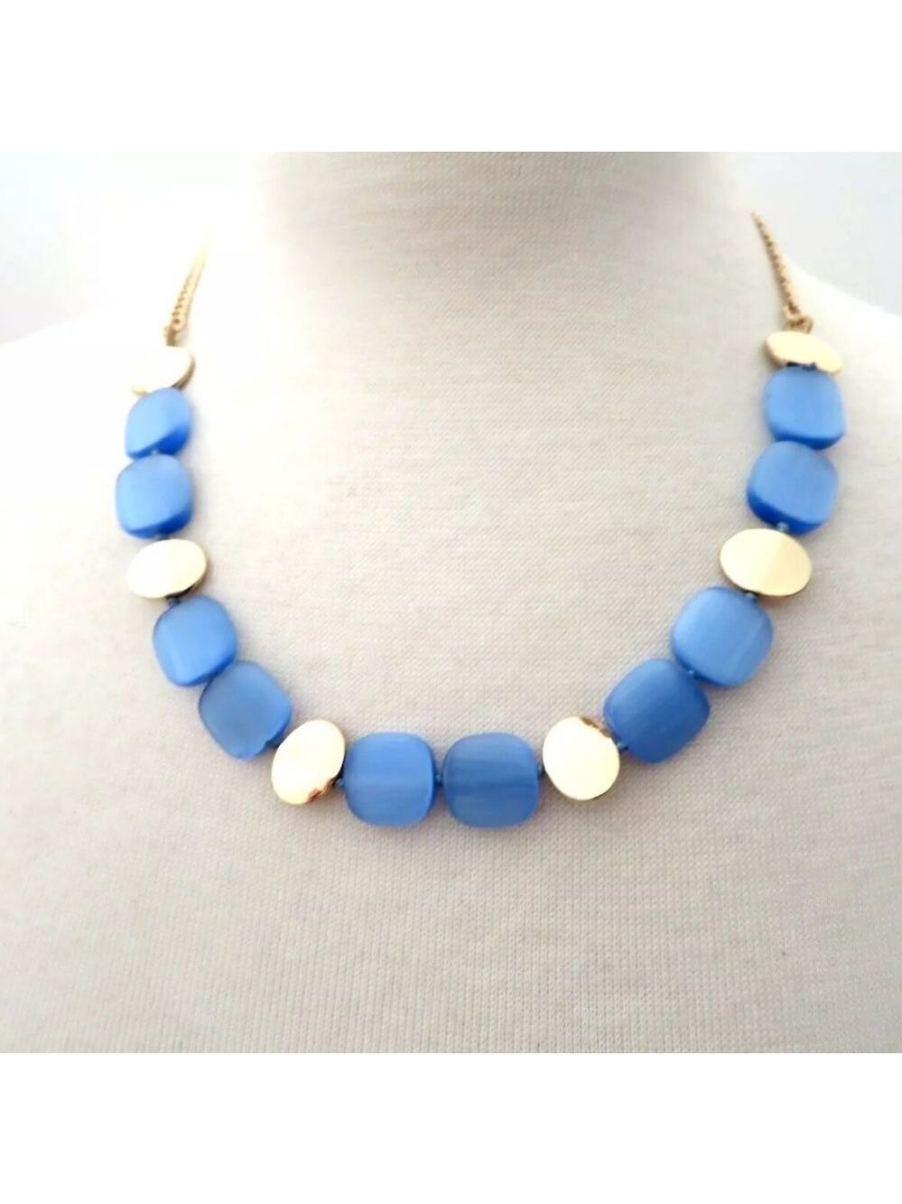 TALBOTS BLUE/GOLD NECKLACE 18-21"   NWOT